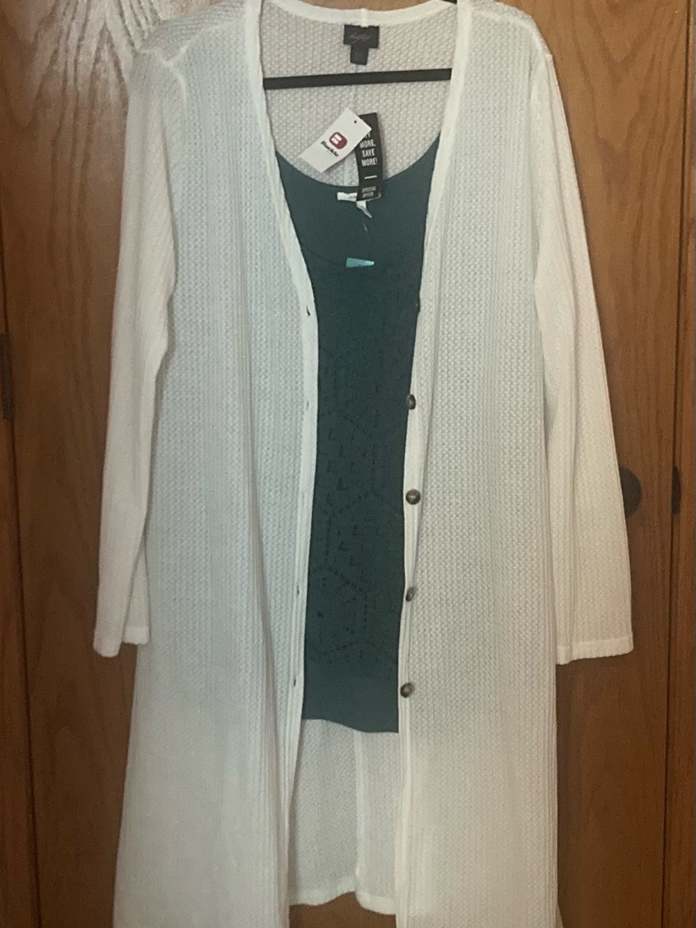 Daytrip Ivory White Waffle Weave Duster Sweater XXL NWT